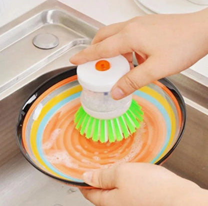 Scrub Kitchen Wash Tool Pot Dish Plastic Brush With Washing Up Liquid Soap Dispenser Brush