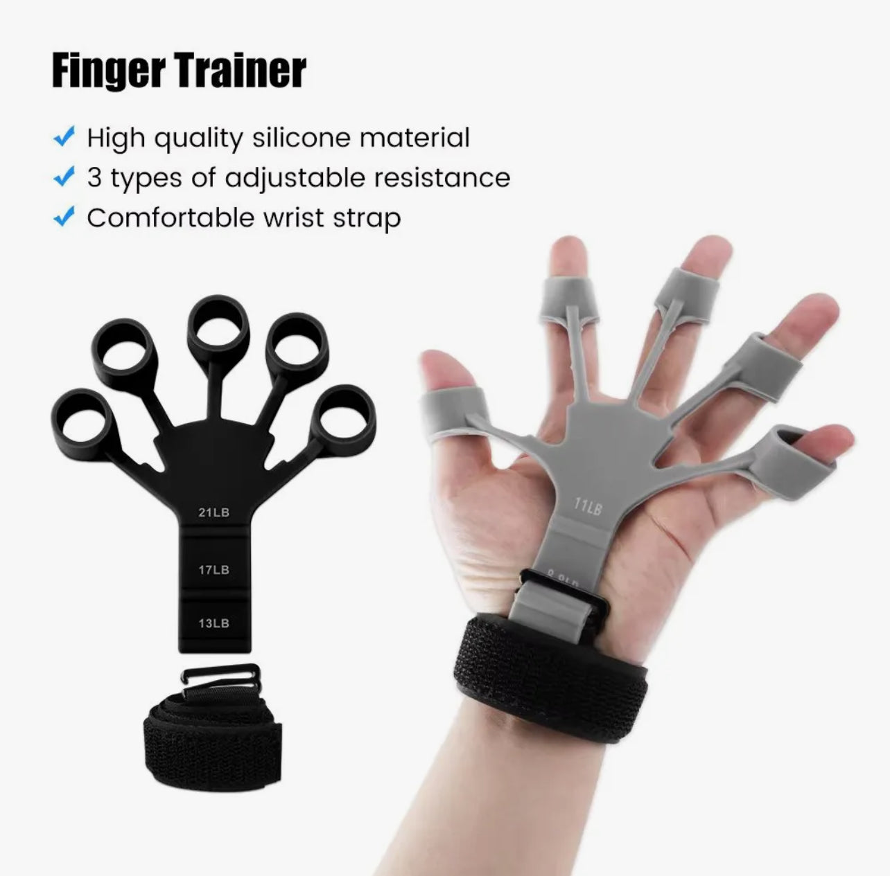 Finger Gripper - Guitar Finger Exerciser Hand Strengthener Hand Trainer - Hand Gripper - Exercise Tool - Silicone Made Strong Body Building - Grip training equipment