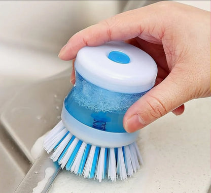 Scrub Kitchen Wash Tool Pot Dish Plastic Brush With Washing Up Liquid Soap Dispenser Brush