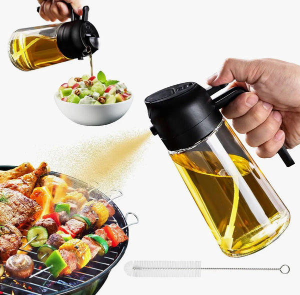 500ml Glass Oil Spray Bottle – Premium Kitchen Oil Mister for Cooking, Baking & Salad Dressing – Reusable & Eco-Friendly Oil Sprayer with Fine Mist Nozzle